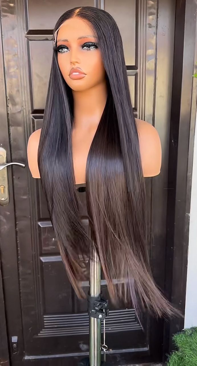 Perruque lisse longue noire premium